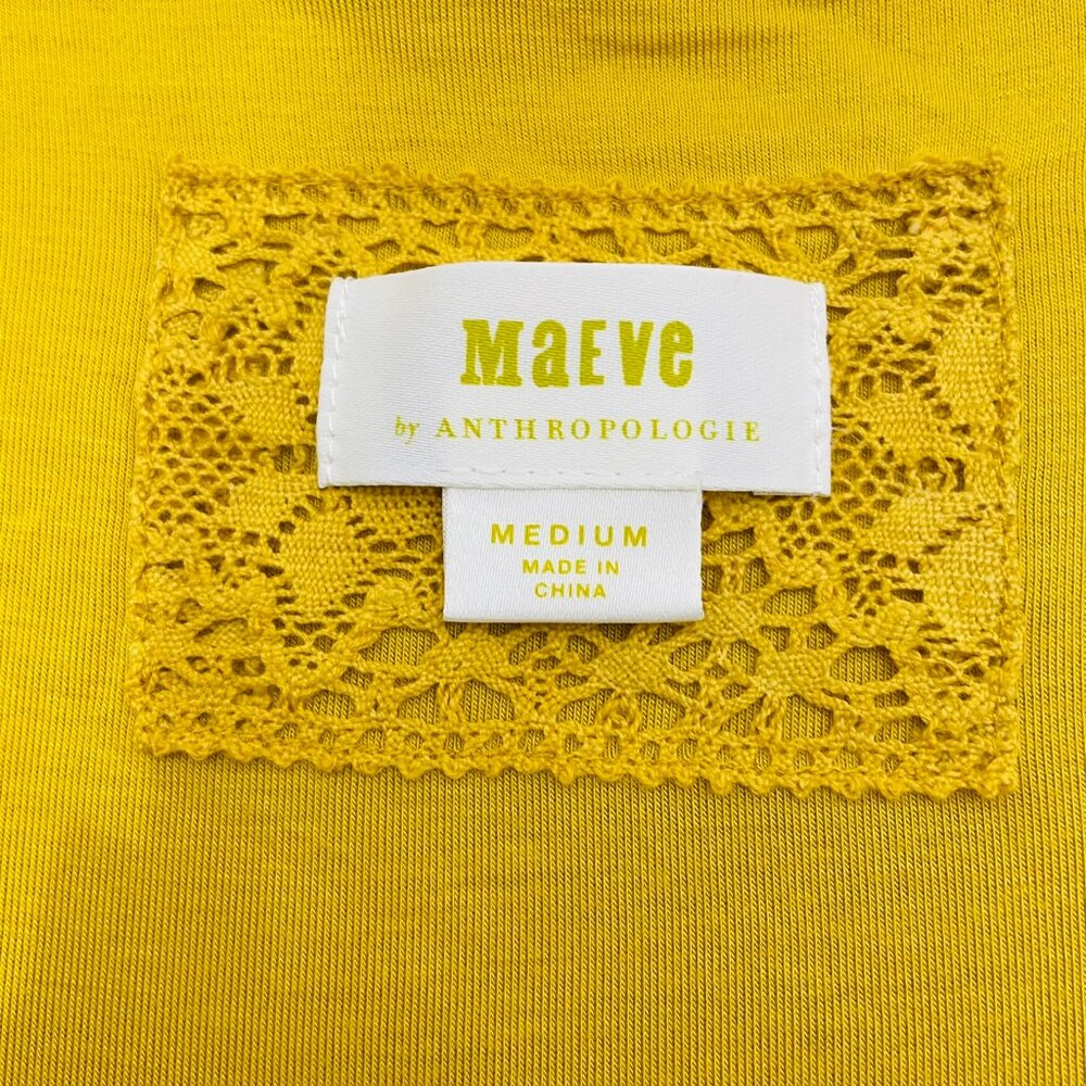 Anthropologie Maeve NEW Gillian Knit Tiered Maxi Dres Size M Mustard Yellow - Picture 8 of 14